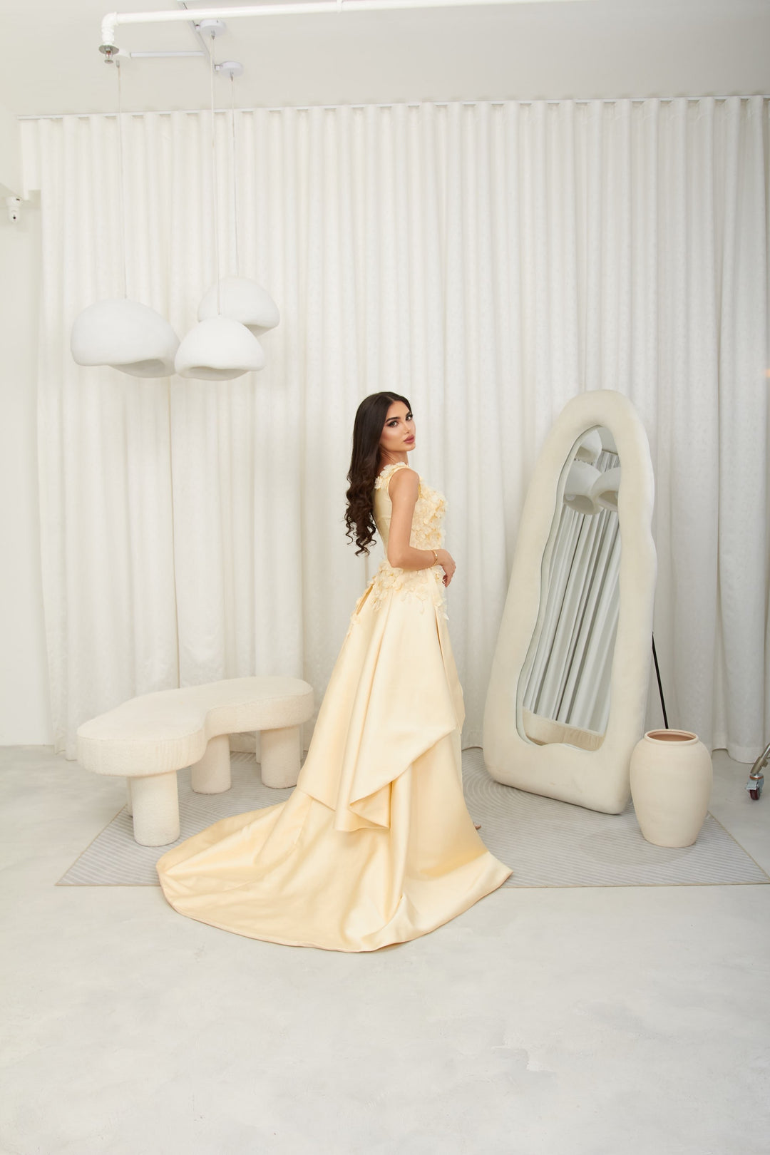 Light Yellow Flowery Gown