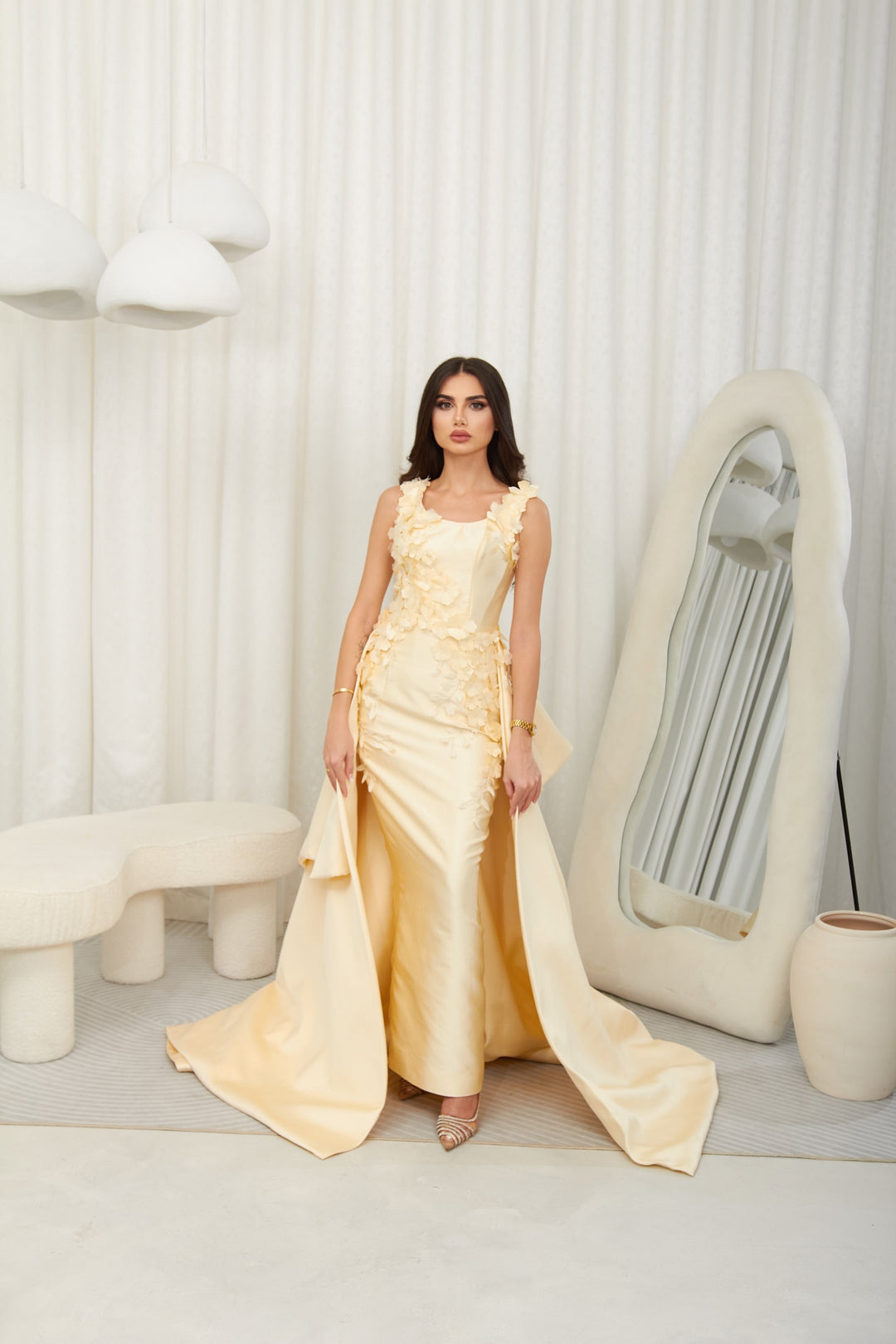 Light Yellow Flowery Gown