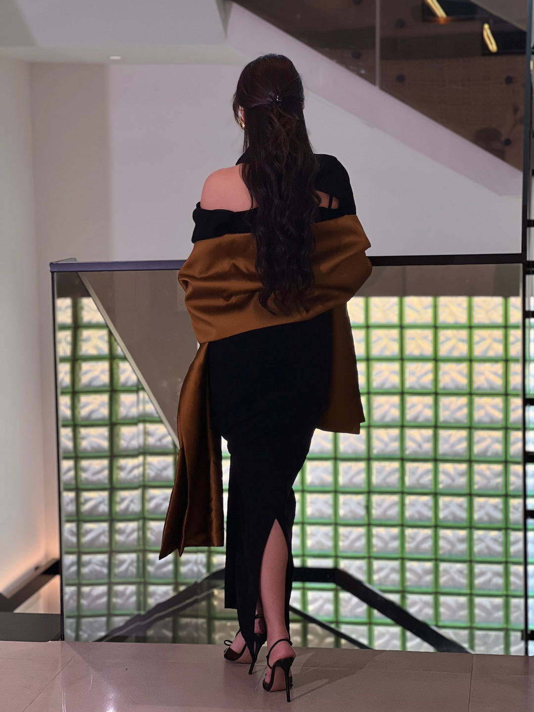 Maxi Dress in Crepe-kint & Twill