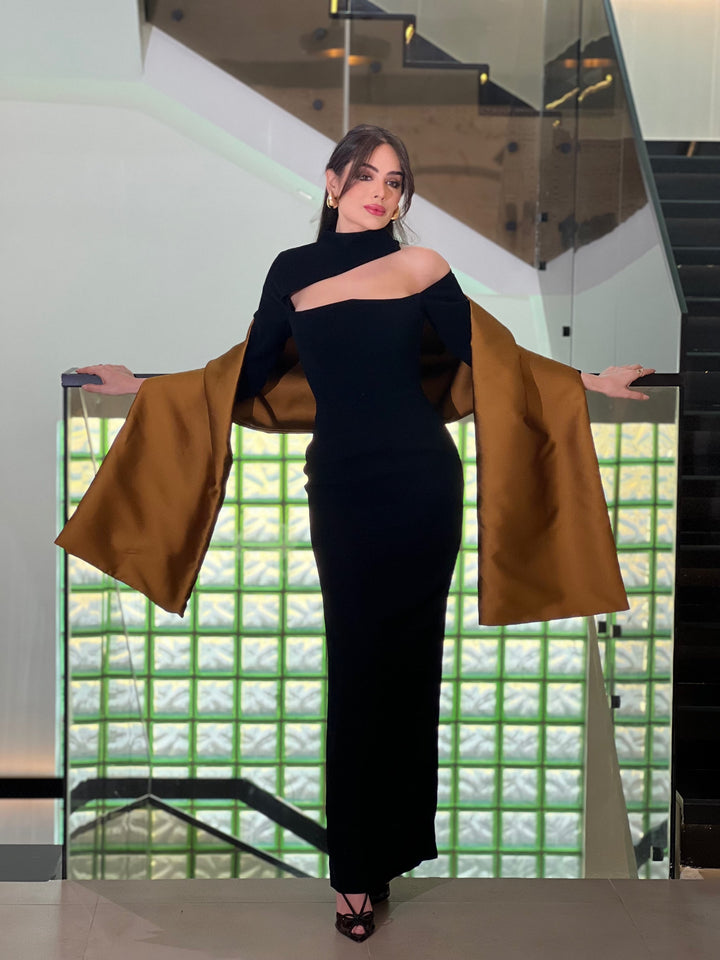 Maxi Dress in Crepe-kint & Twill