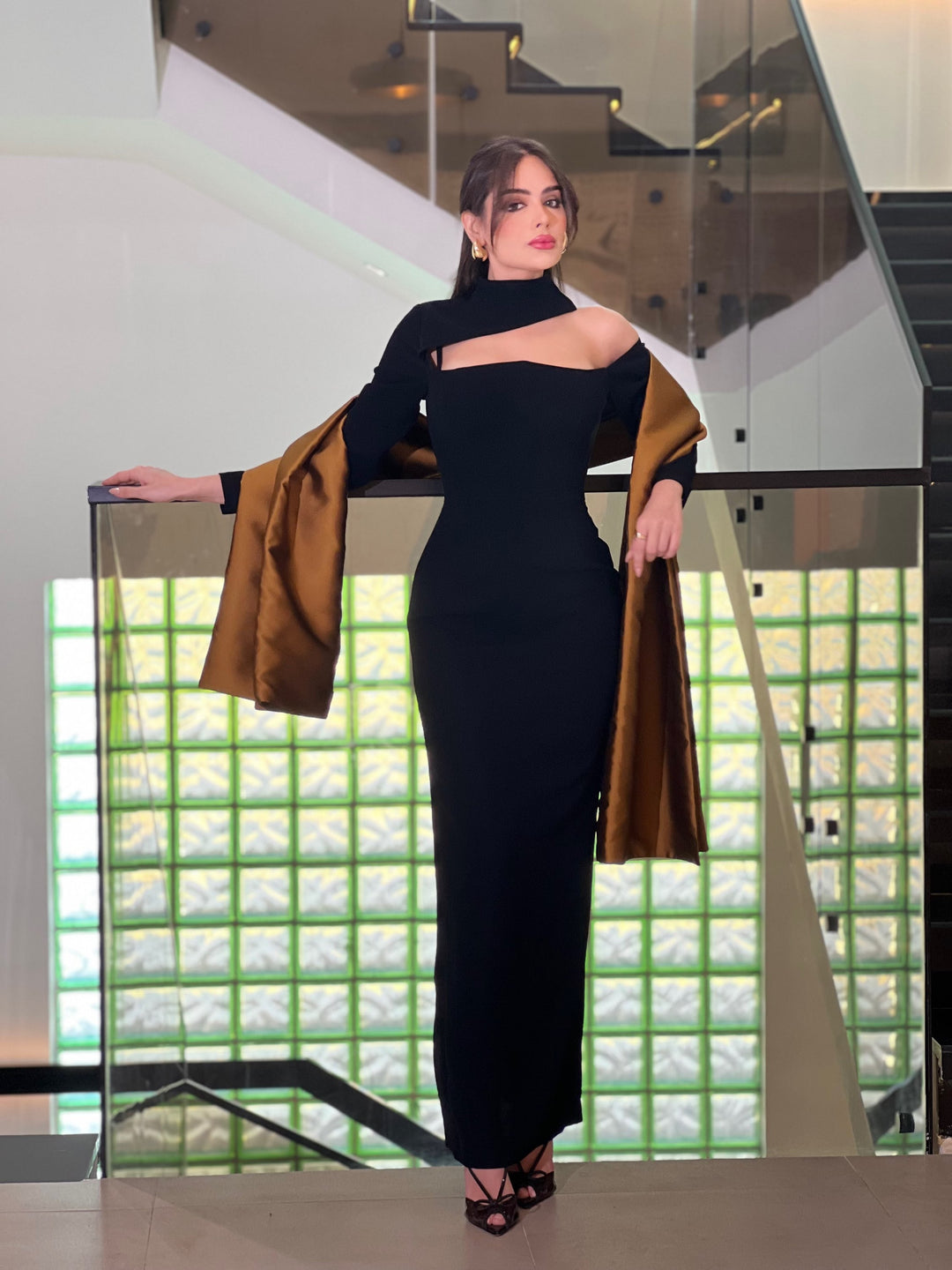 Maxi Dress in Crepe-kint & Twill