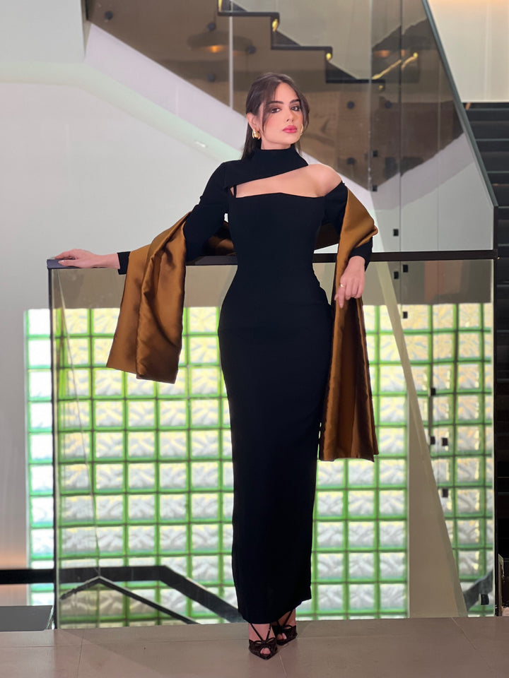 Maxi Dress in Crepe-kint & Twill