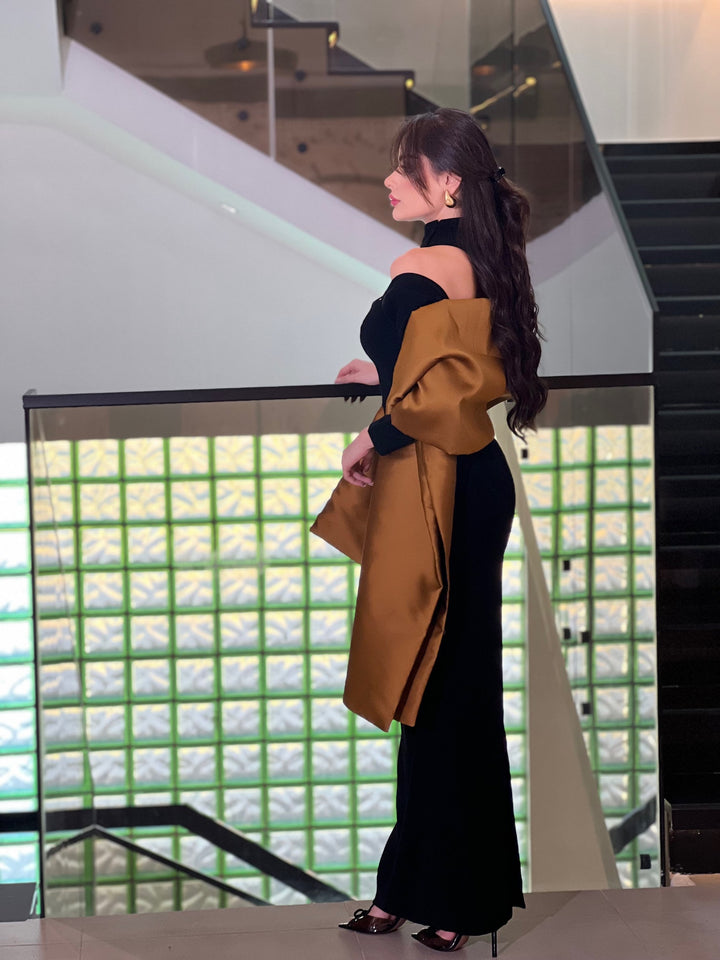 Maxi Dress in Crepe-kint & Twill